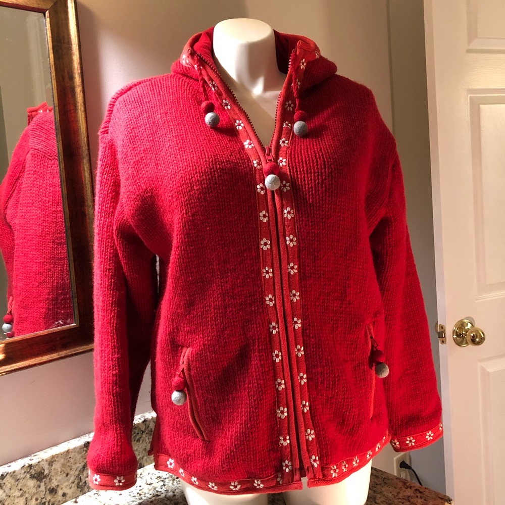 LAUNDROMAT Wool Sweater Coat JACKET Embroidered